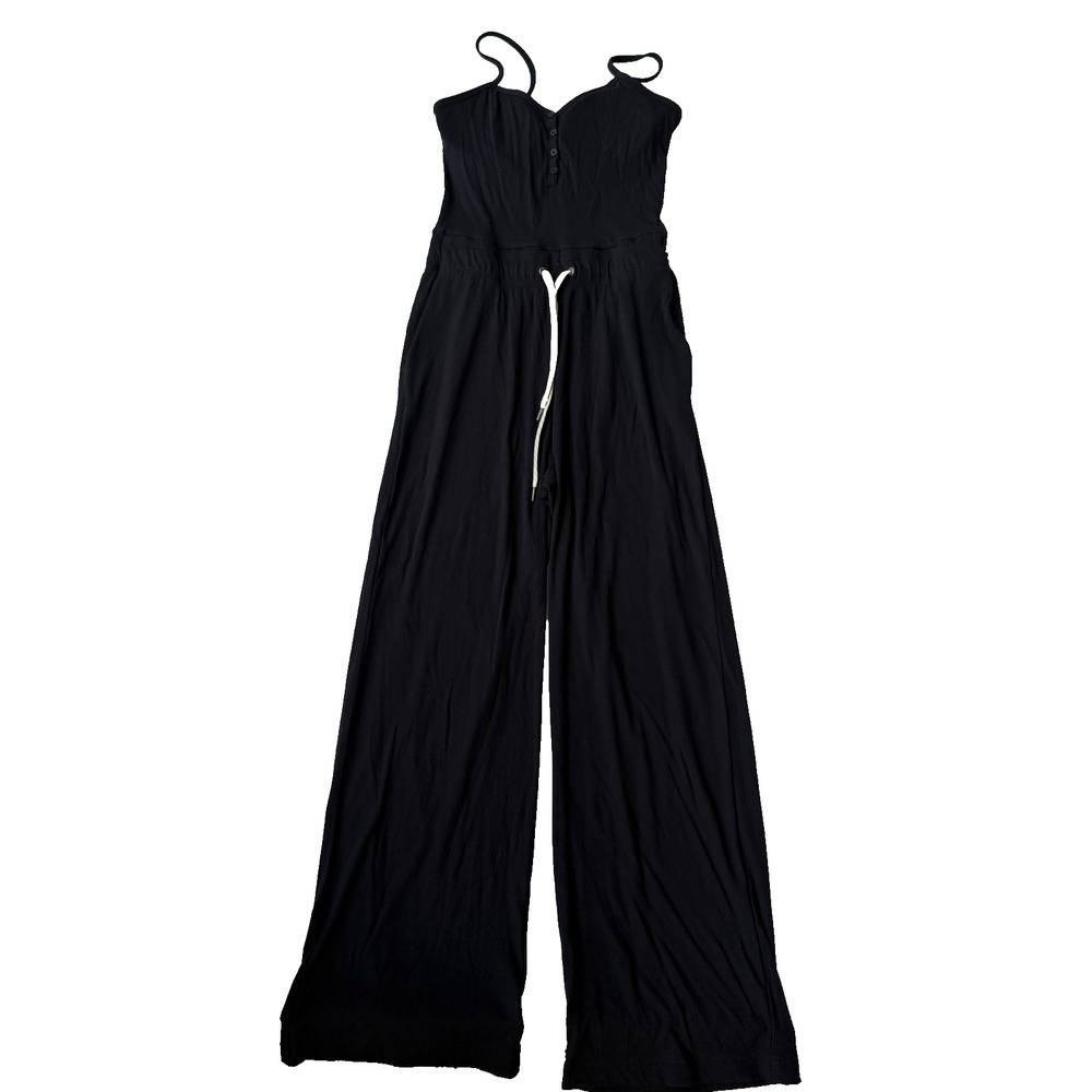 Vuori Pose Henley Jumpsuit Women's S Black Sleeveless V-Neck Casual Athleisure
